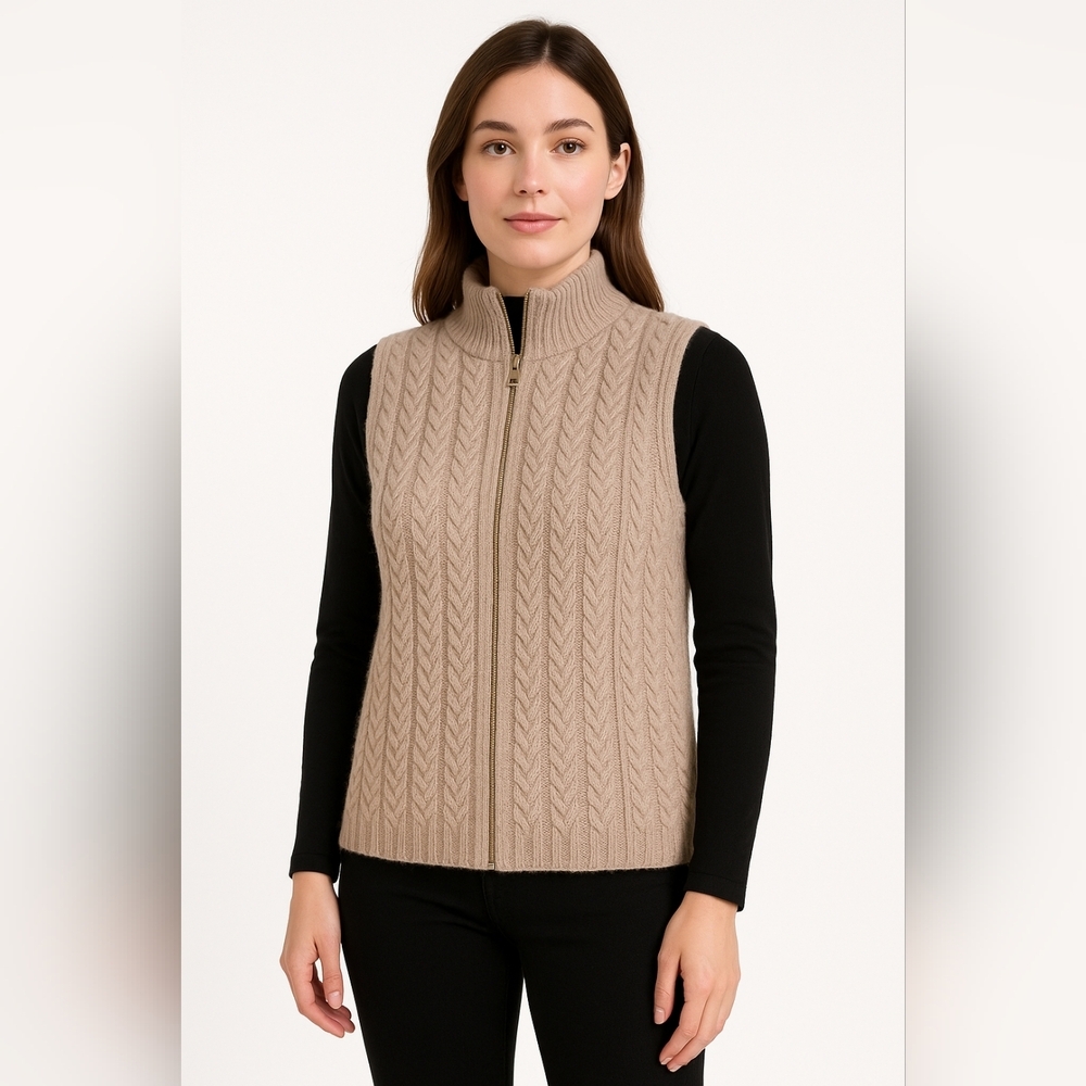 NWOT JOIE Cable Rib Chunky Knit Full‎ Zip Vest Size SMALL